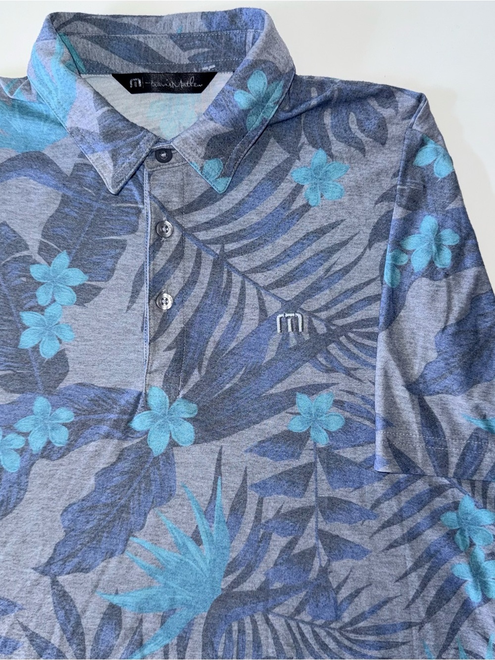 Travis Mathew Polo Men's S Blue Performance Floral Print Golf